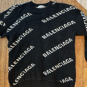 Balenciaga Black and White Logo Crewneck Sweater Women’s